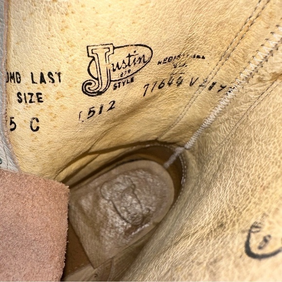 Justin Leather Lace-Up Kiltie Roper Boots Women's Size US 5C Beige - Picture 8 of 8